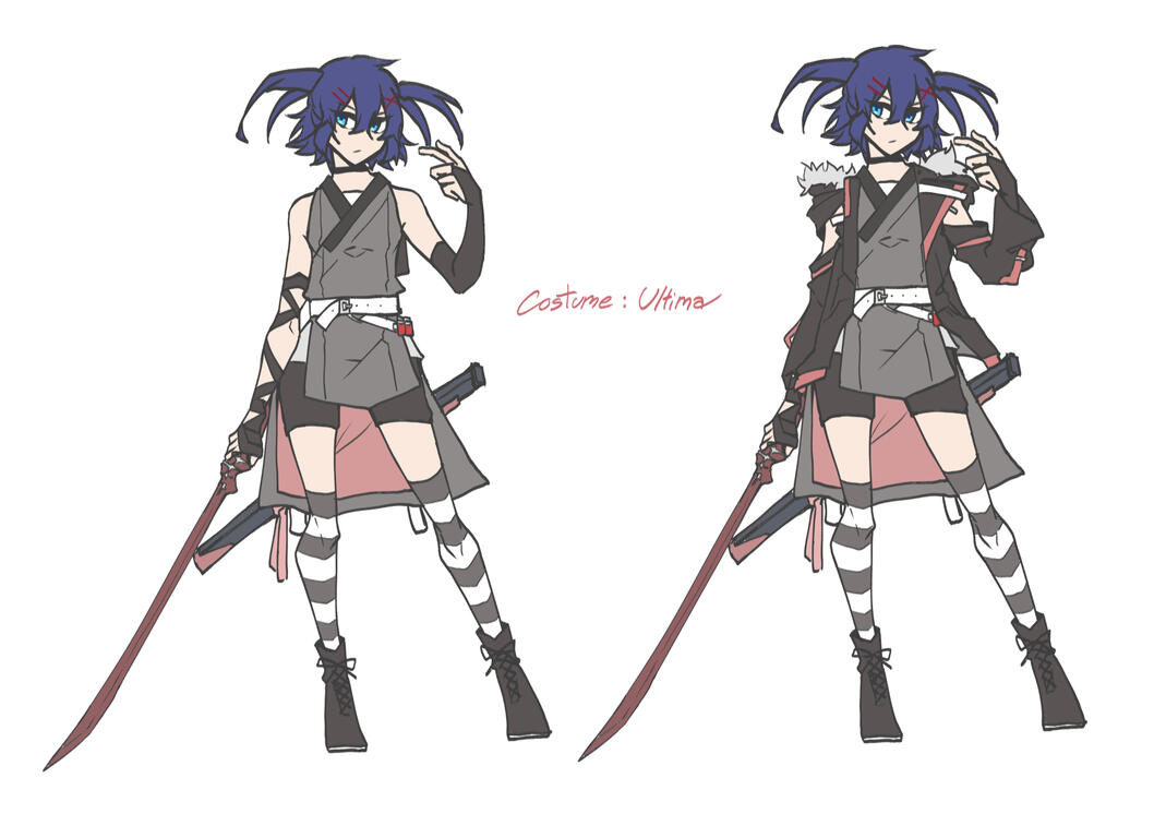 My personal mascot for online image. redesign her costume from my character in my most favorite MMO game FFXIV.